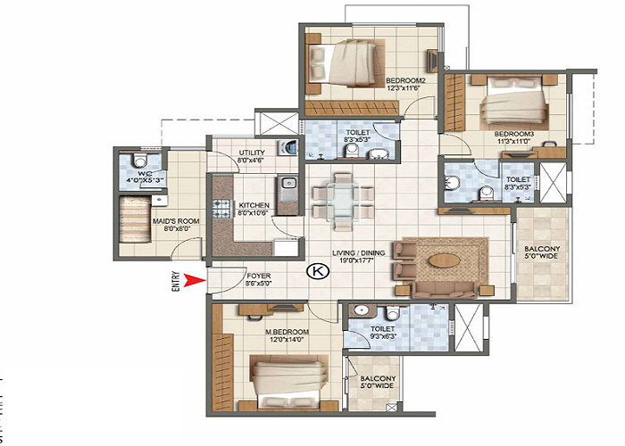 Featured Image of Sattva Aangane 3 BHK Floor Plan